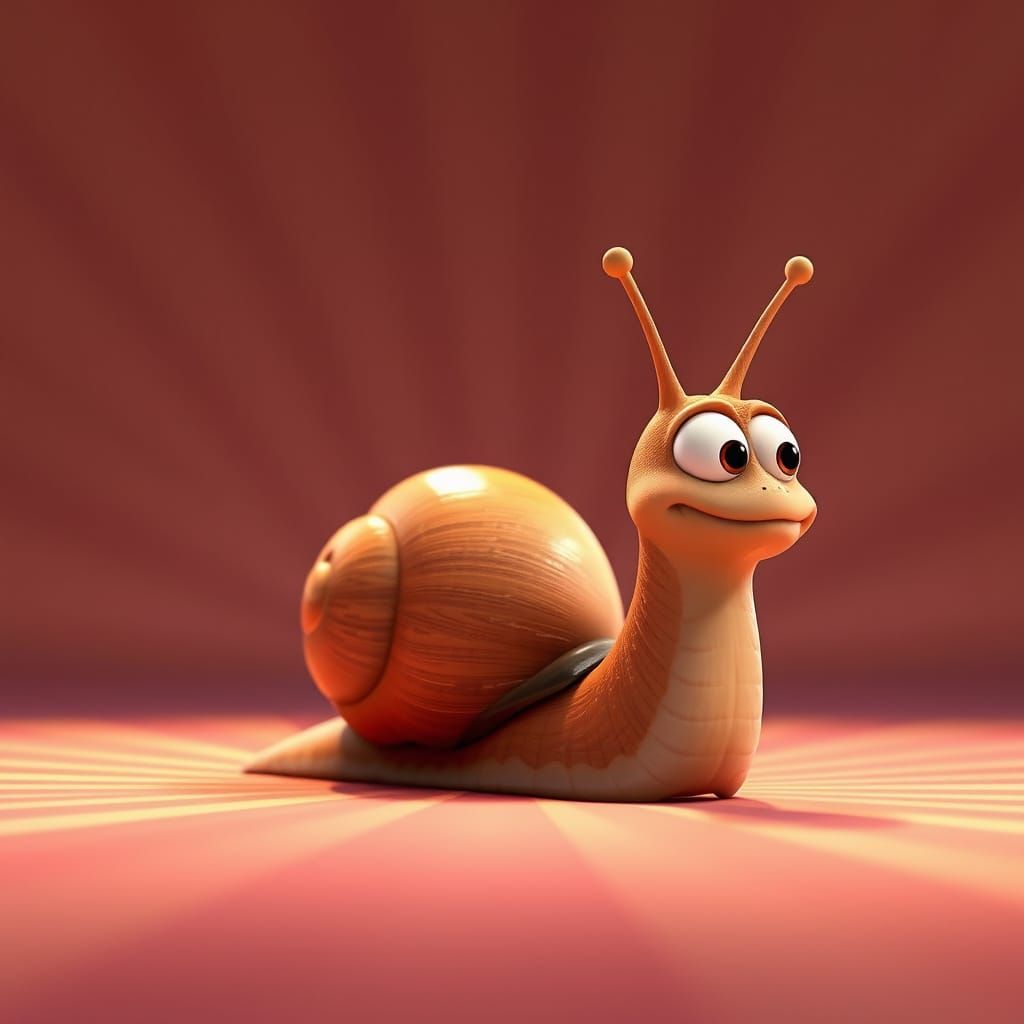 Curious Snail in Pixar Style