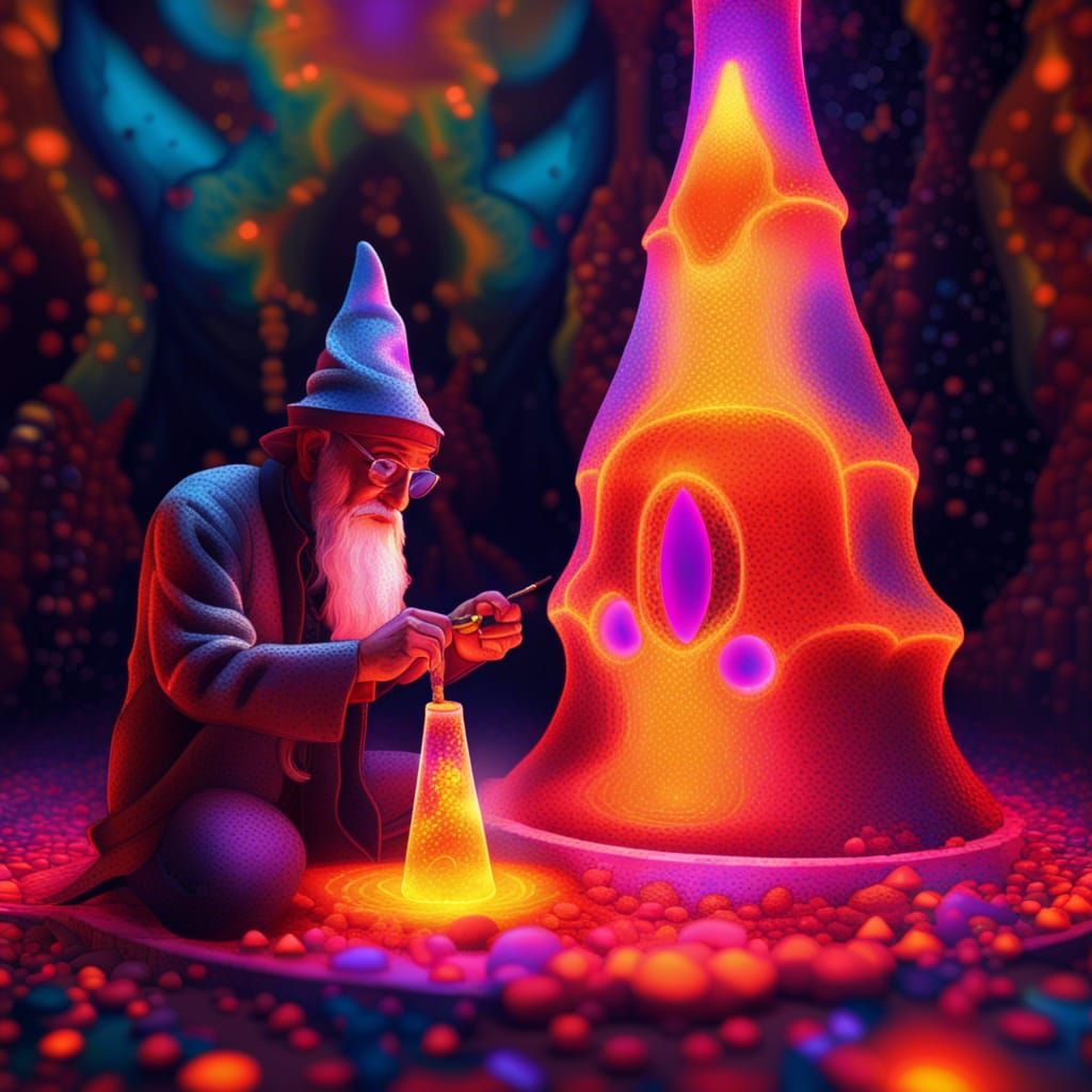 Wizard Creates Lava Lamp in Psychedelic Castle