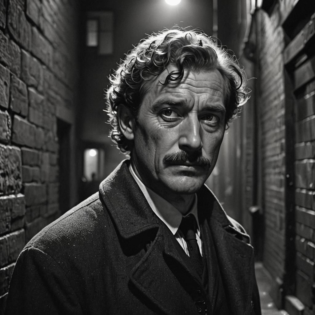 Brooding Irishman in Film Noir Alleyway