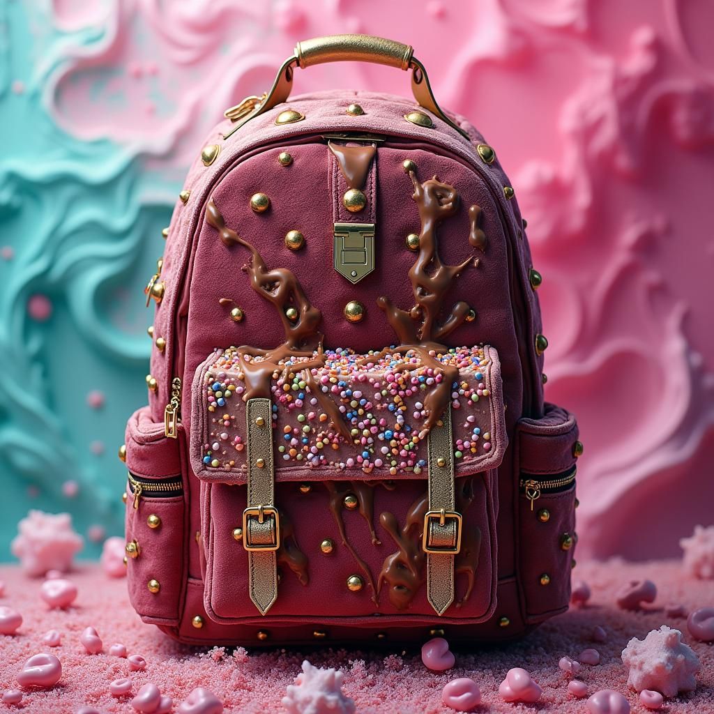 Luxurious Backpack Merged with Chocolate Ice Cream