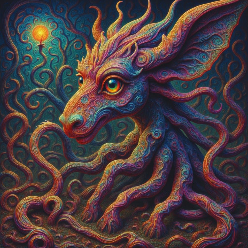 Abstract Glitch Art with Twisted Whimsy Elements