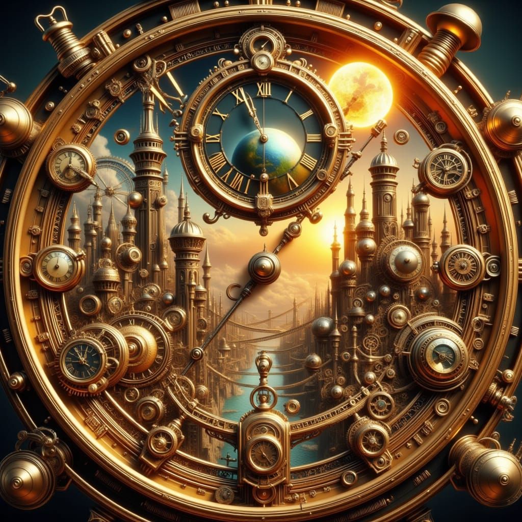 Robot Utopia on Venus in Clockpunk Steampunk Style