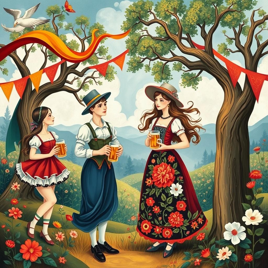 Oktoberfest Scene in Young Poland Style