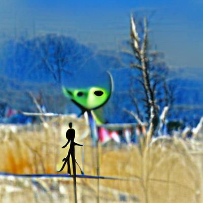Alien Watcher in a Barren Landscape