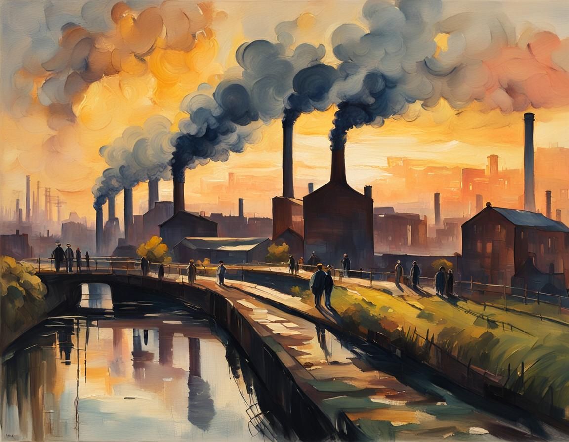 Turner-Inspired Industrial Landscape at Dusk