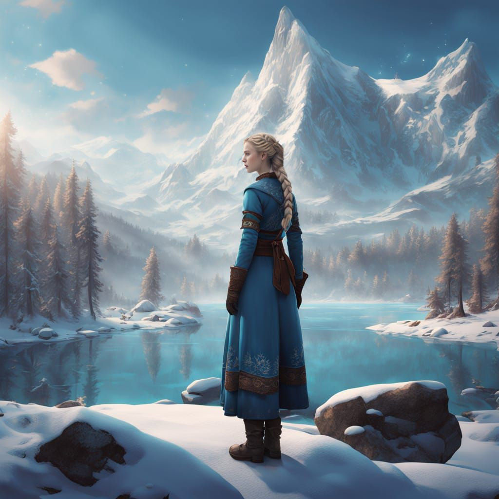 Mystical Norwegian Goddess of the Alpine Lake