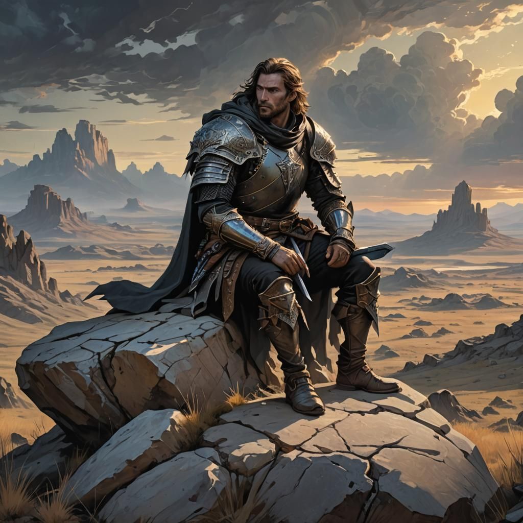 Adventurer in Early Morning Light: Baroque Fantasy Art