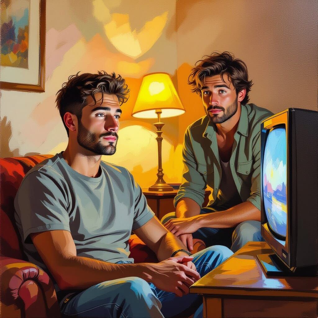 Two Italian Men in an Oil Painting Style