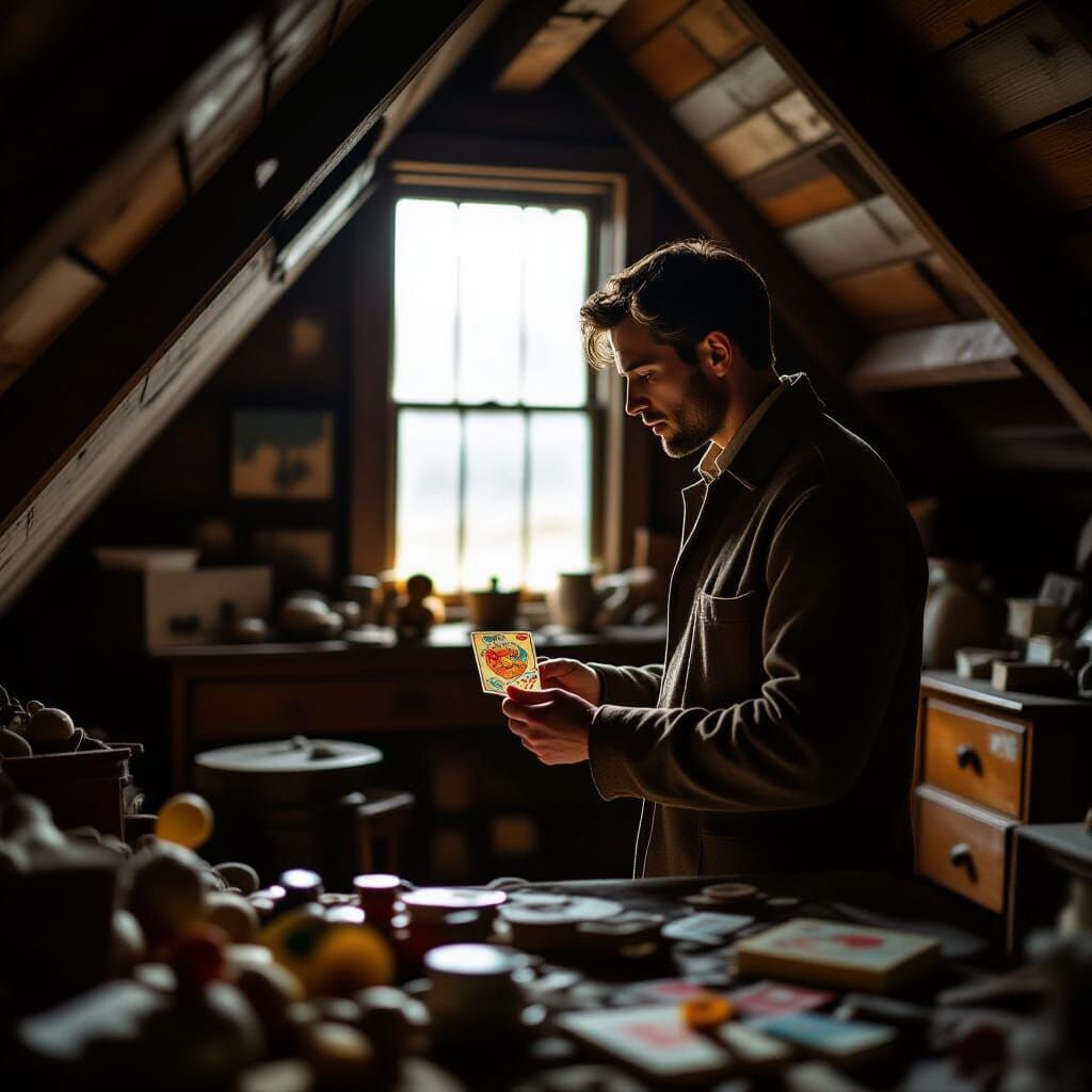 Nostalgic Attic Scene in Vintage Photorealistic Style