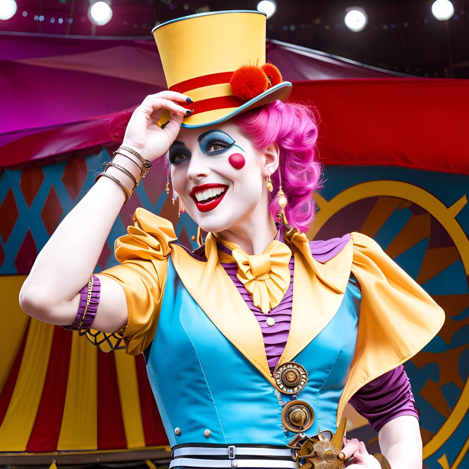 Steampunk Circus Clown with Tent