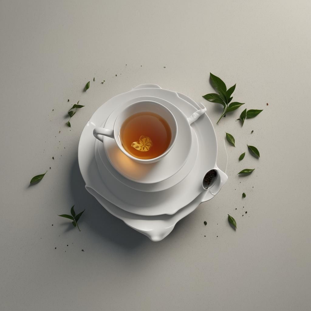 Ethereal Minimal Tea Scene Rendered in Blender