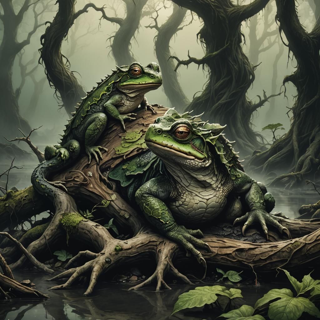 Moody Toad Dragon in Dark Fantasy Art