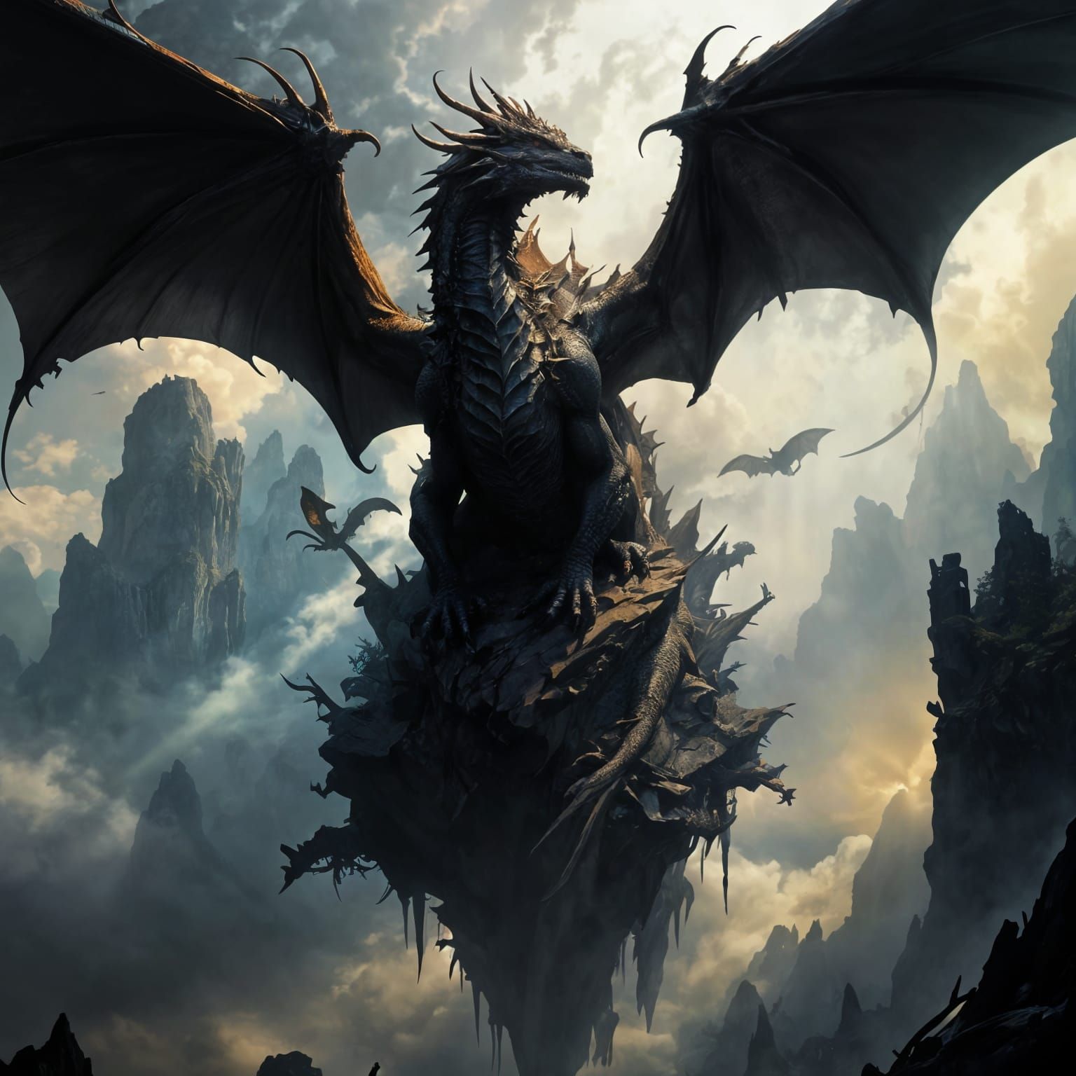Epic Dragon in a Hyperdetailed Horror Landscape
