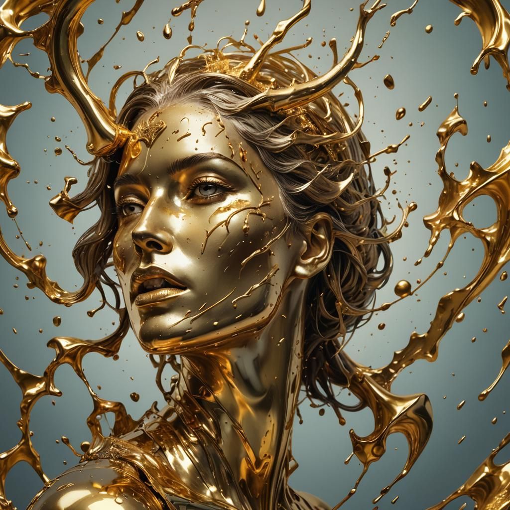 Chef with Golden Cornucopia in Splash Art Style