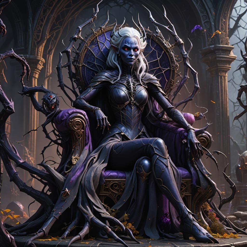 Llolth the Drow Spider Goddess on Throne
