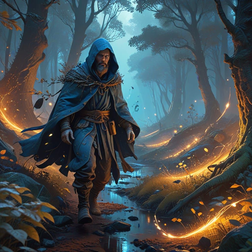 Man Pursues Child Through Enchanted Forest in Whimsical, Fan...