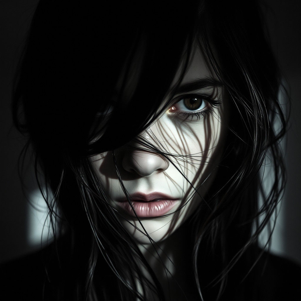 Mysterious Woman Portrait with Dramatic Lighting