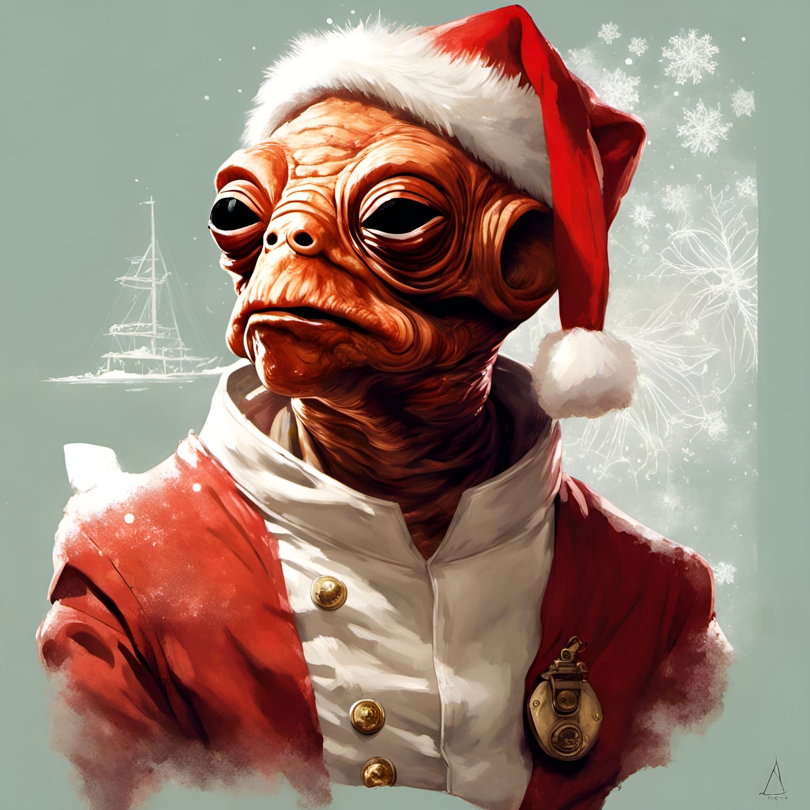 Admiral Ackbar as Santa Claus Portrait