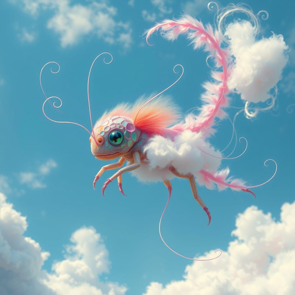 Whimsical Cloud Beings in Soft, Iridescent Hues