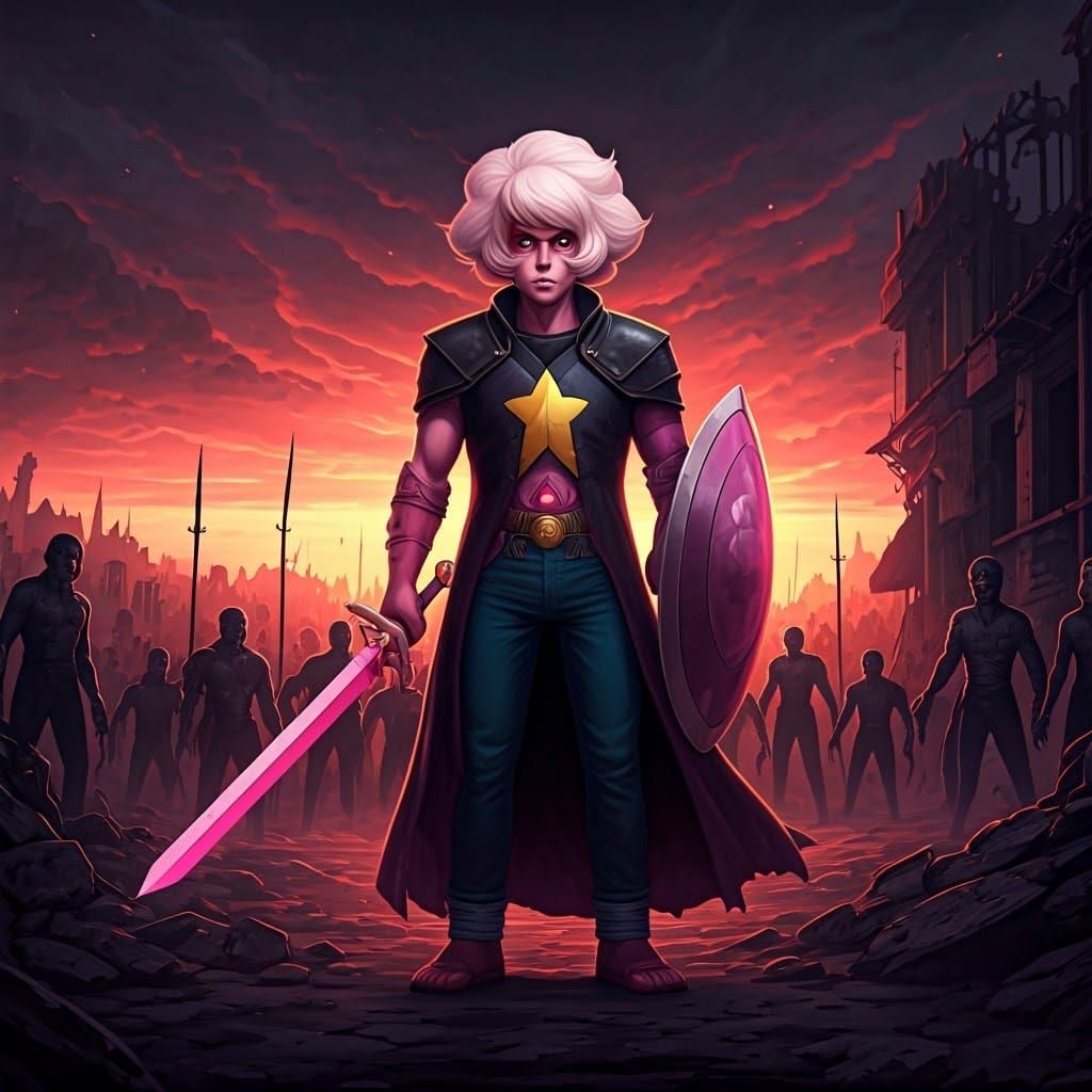 Menacing Steven Universe Fusion in Gothic Futurism