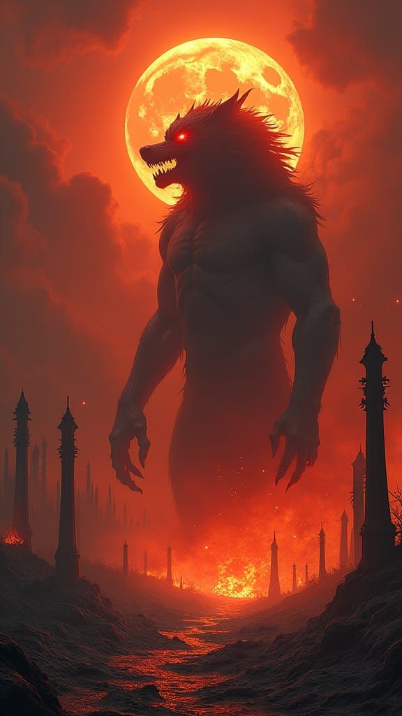 Apocalyptic Demon and Blood Moon Wolf Rising