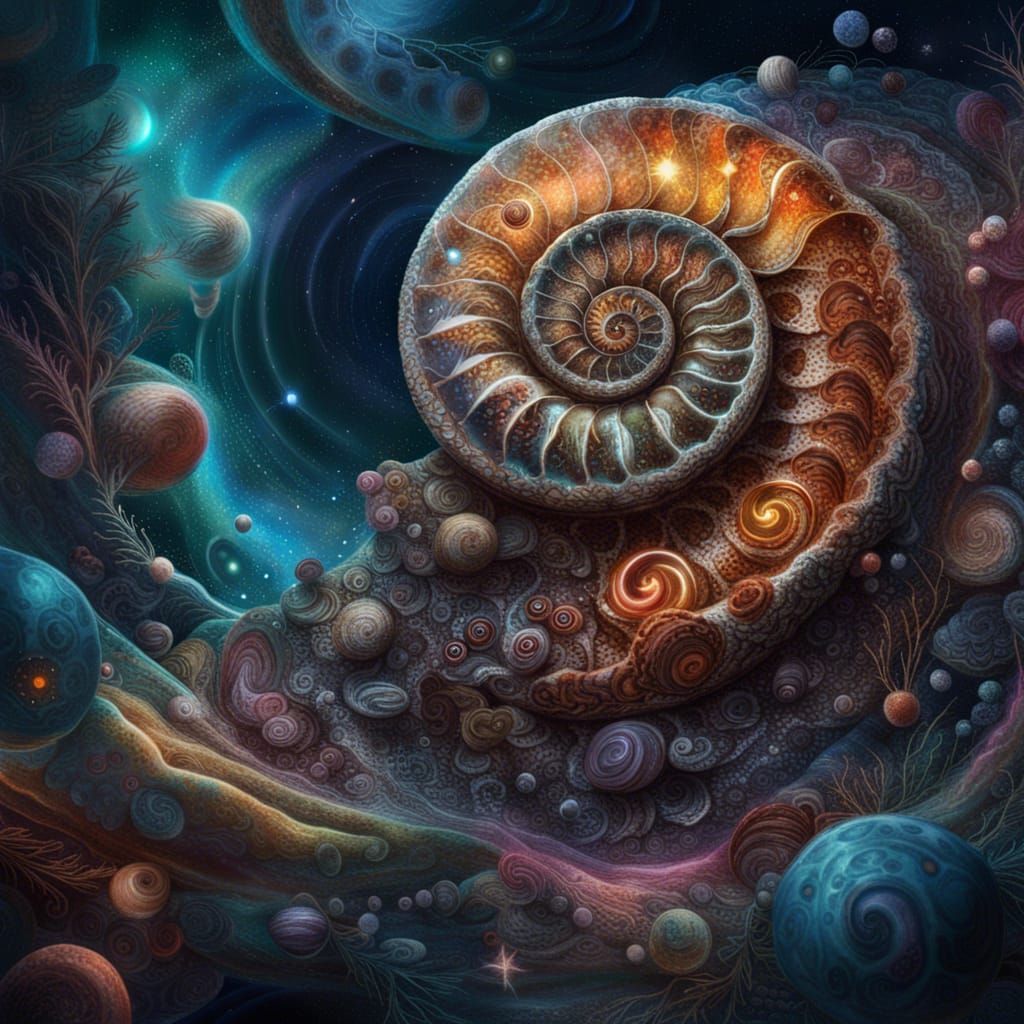 Ammonite in Space: Holographic Cosmic Illustration