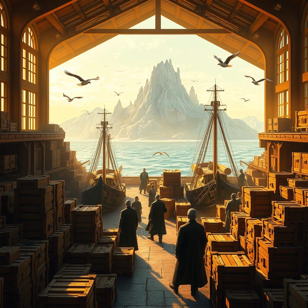 Grand East Empire Company Warehouse Amidst Coastal Trade Hub