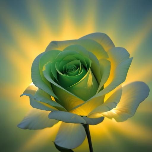 Green Rose Ablaze in Divine Sunlight