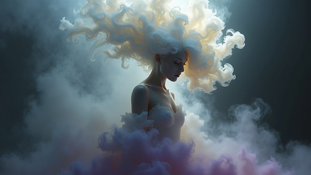 Ethereal Smoke Goddess in Dark Fantasy Style