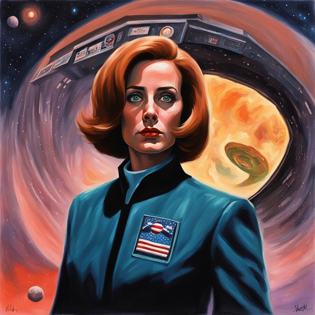 Dana Scully Portrait in Spacecore Digital Art Style