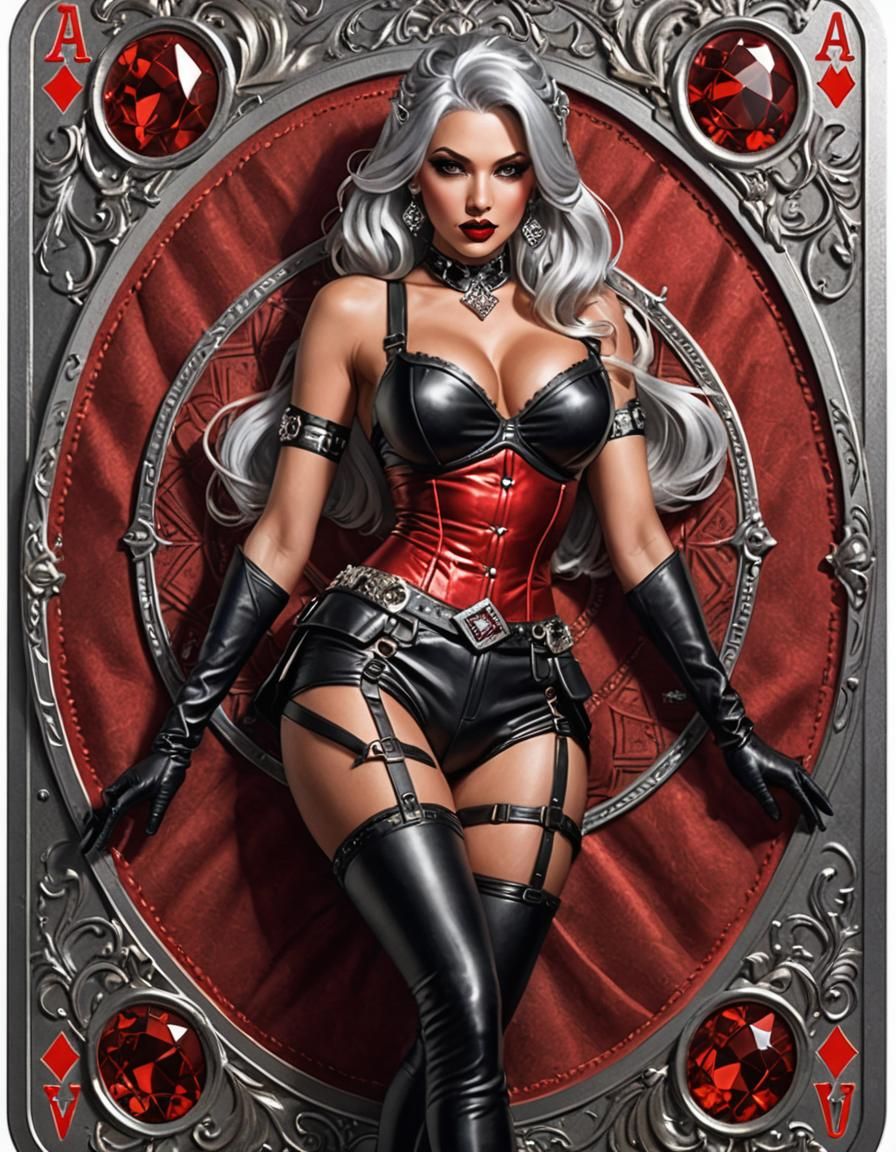 Ace of Diamonds Pinup Girl in Hyperrealistic Style