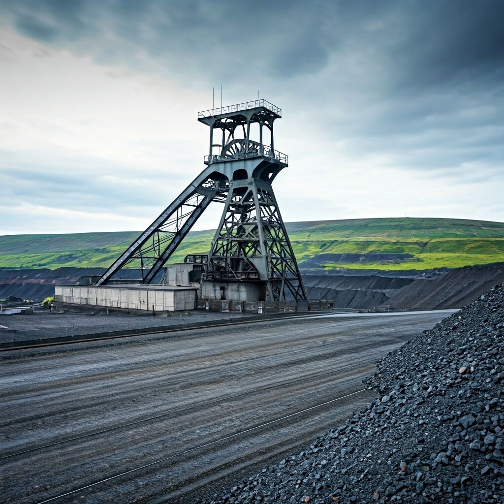 Welsh Coal Mine Winding Gear and Slag Heaps