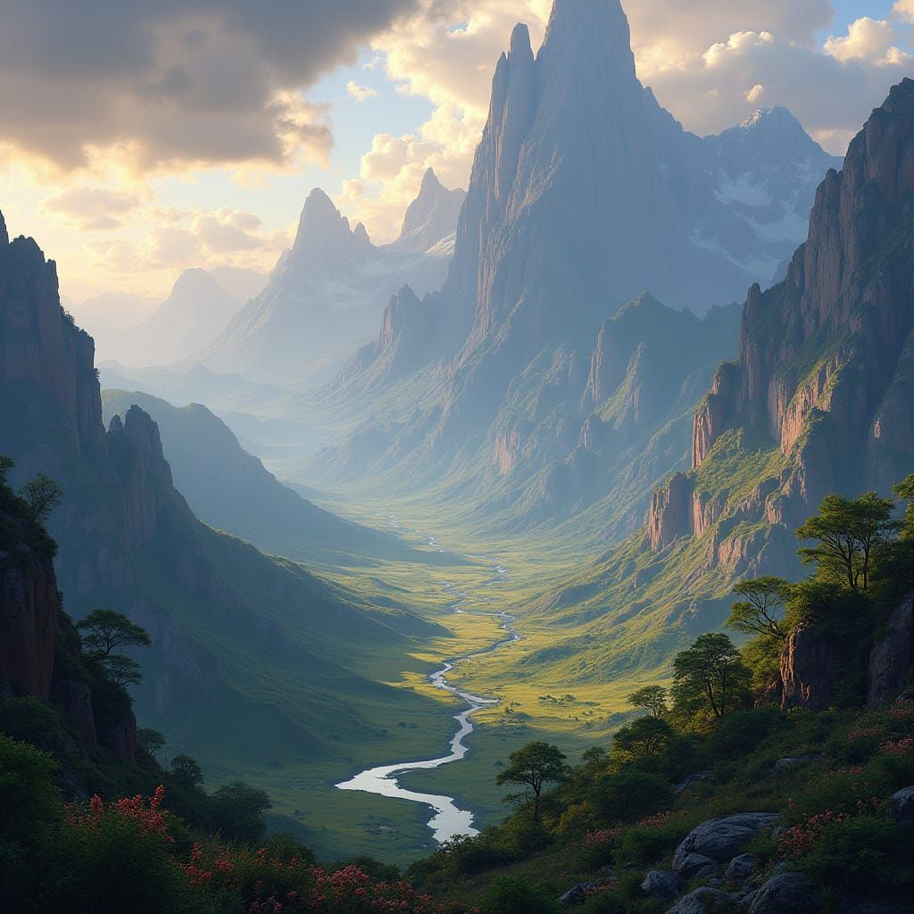 Ethereal Abalyst Highlands in a Cinematic Fantasy Landscape