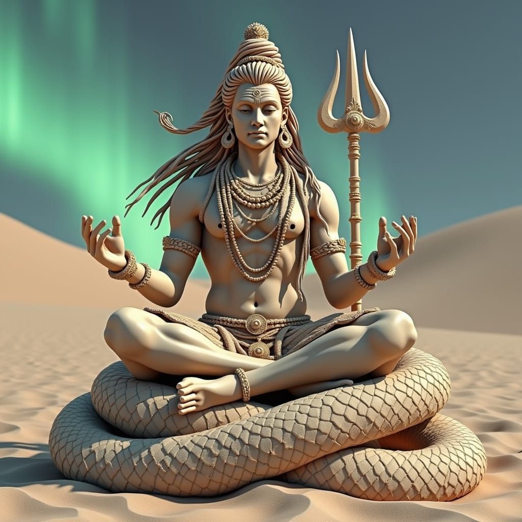 Shiva in Cosmic Dance, 3D Rendered Sand Sculpture