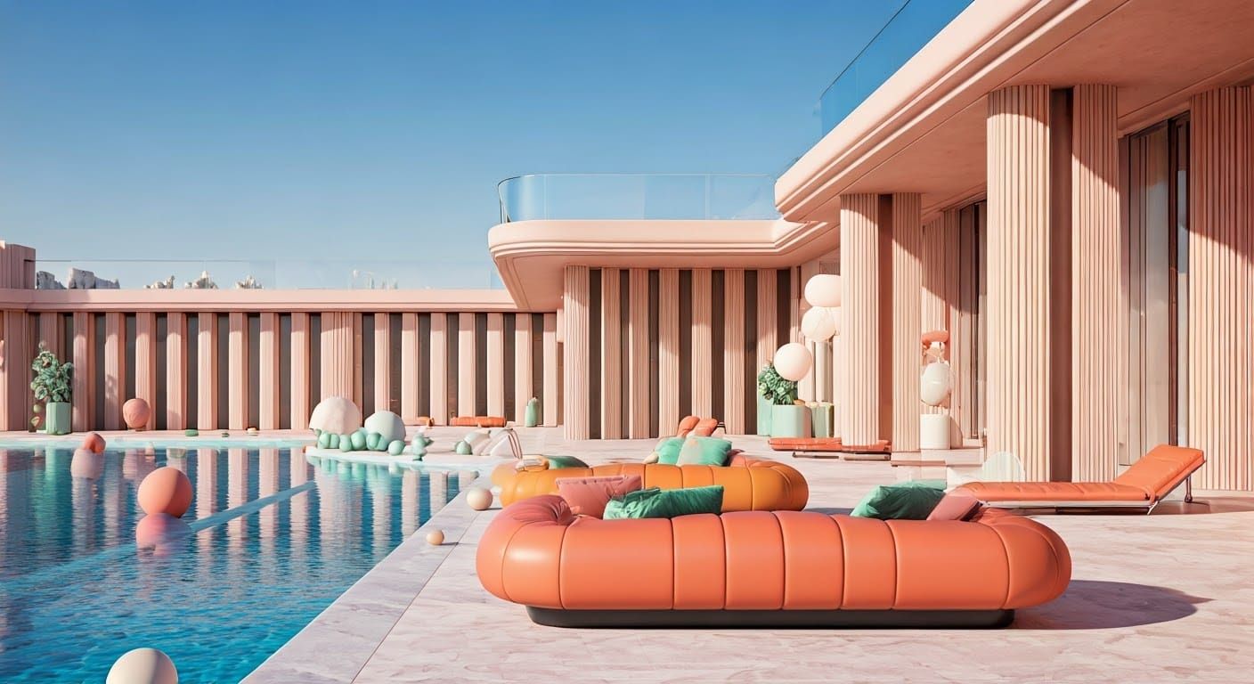 Luxury Space Age Patio in Hyperrealistic Style