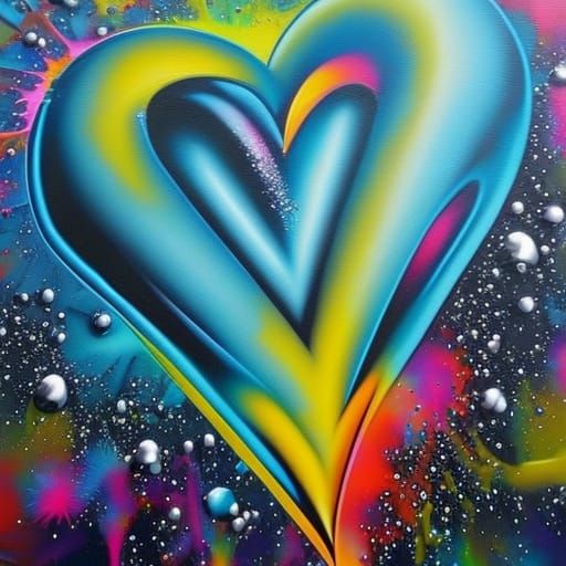 Colorful Graffiti Heart in Splash Art Style