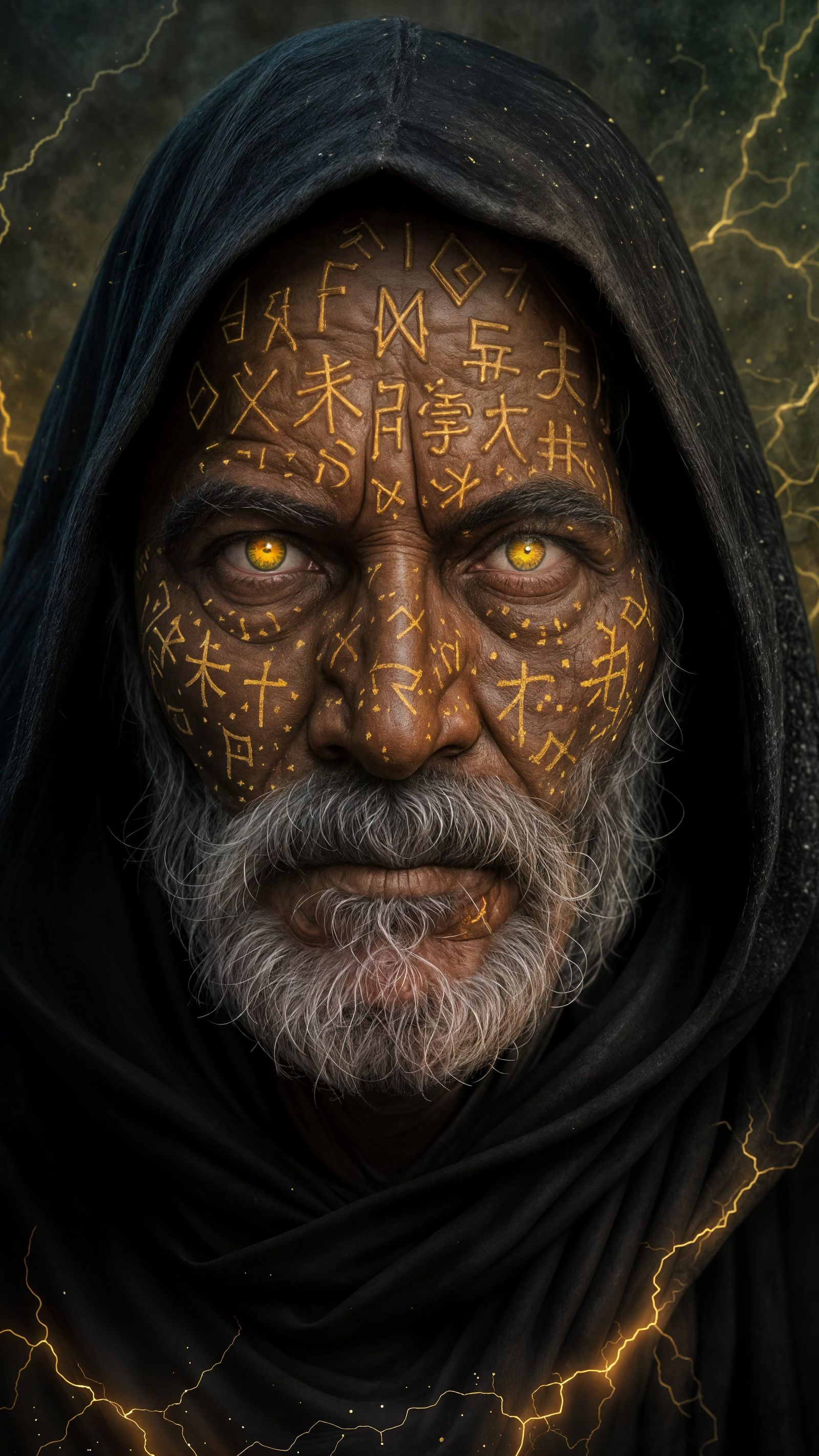Ancient Mystic Close Up With Glowing Runes