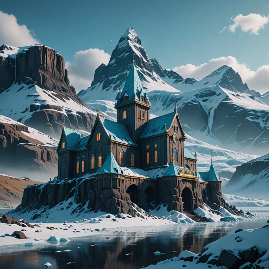 Crystal Fortress of Ice with Majestic 3D Letters, Icelandic-...