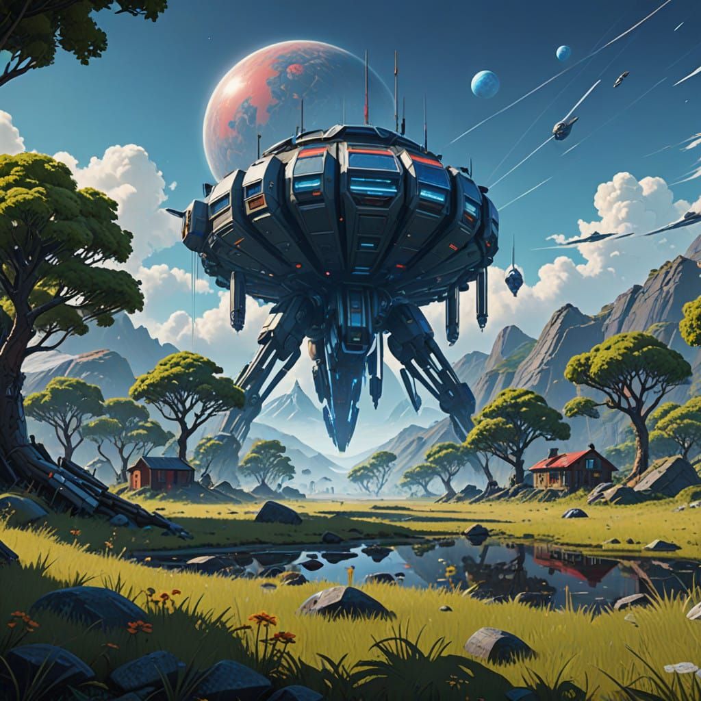 Ancient Ice Fortress Hidden in Snowy Mountains with Vibrant...