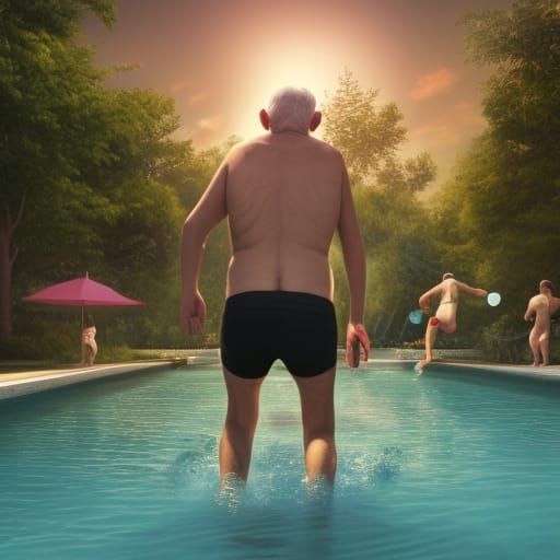 Humorous Digital Art of Man with Drink and Dog