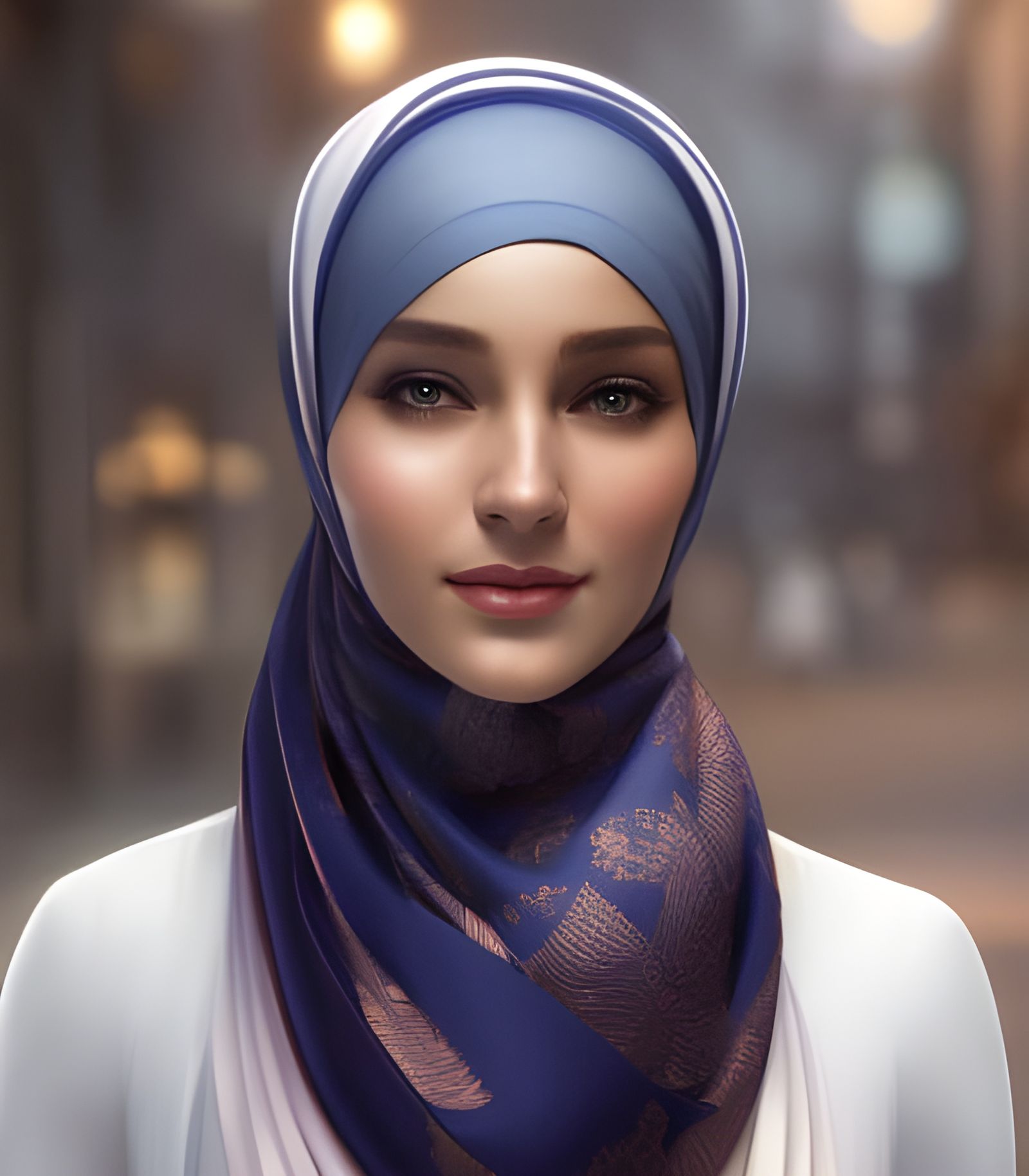 European Woman in Hijab, Hyperdetailed Portrait