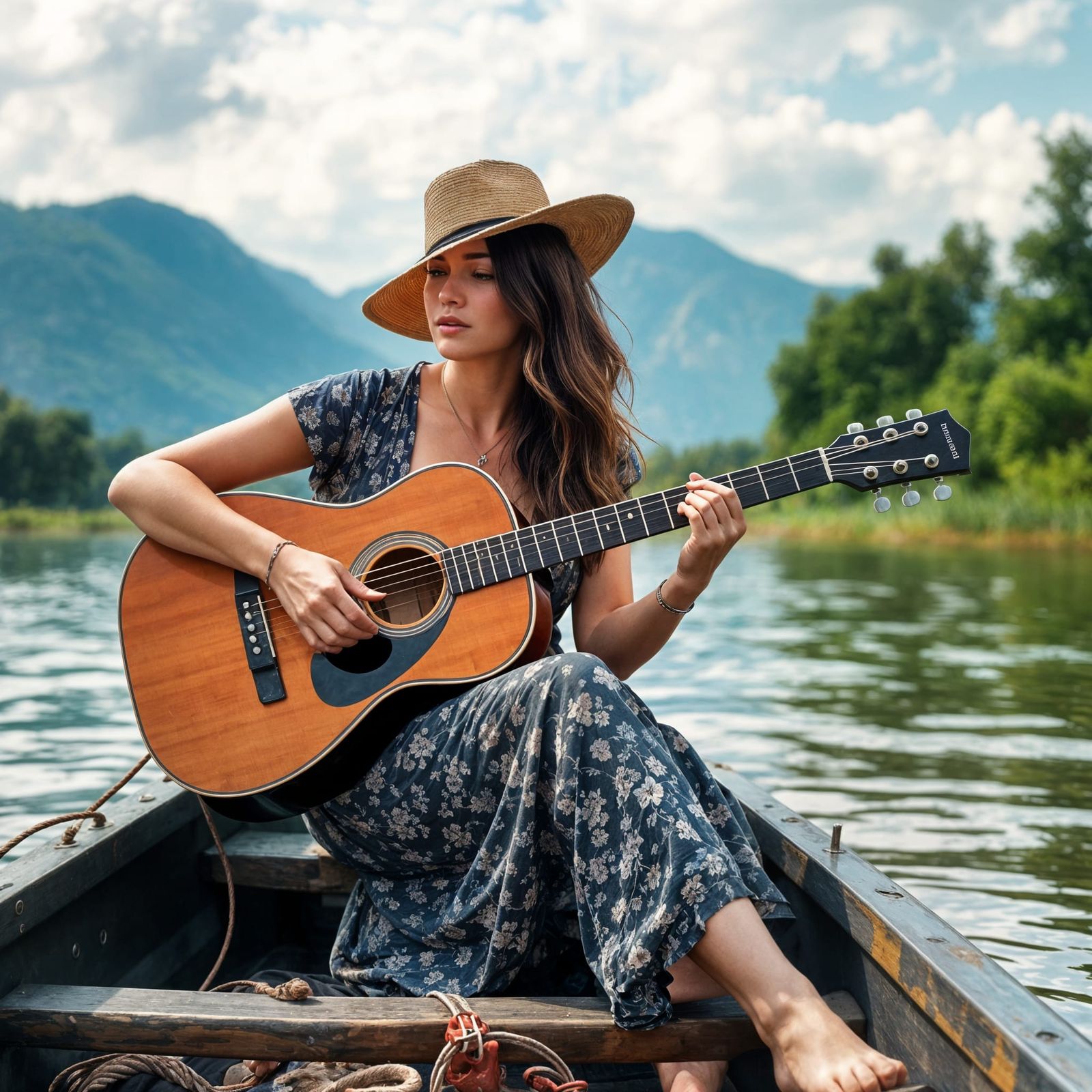 Serenade on the River in Watercolor Style
