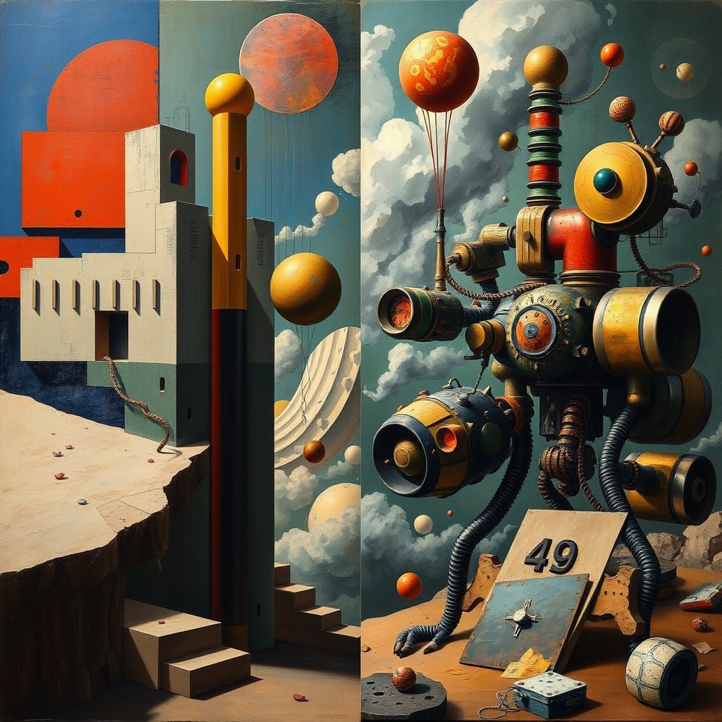 Surreal Scenes Blending Constructivism and Dadaism