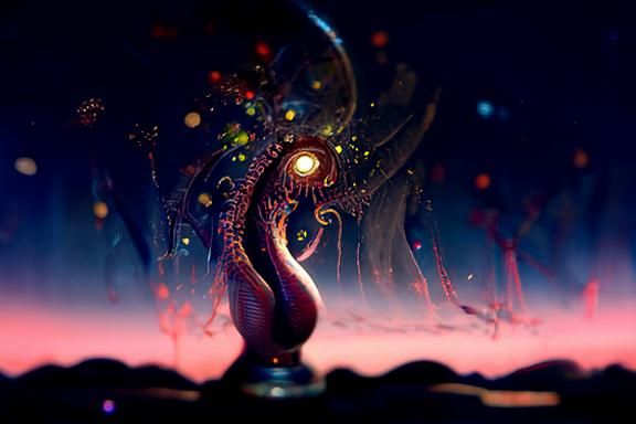 Cosmic Octopus's Quest for Love: A Surreal Digital Painting