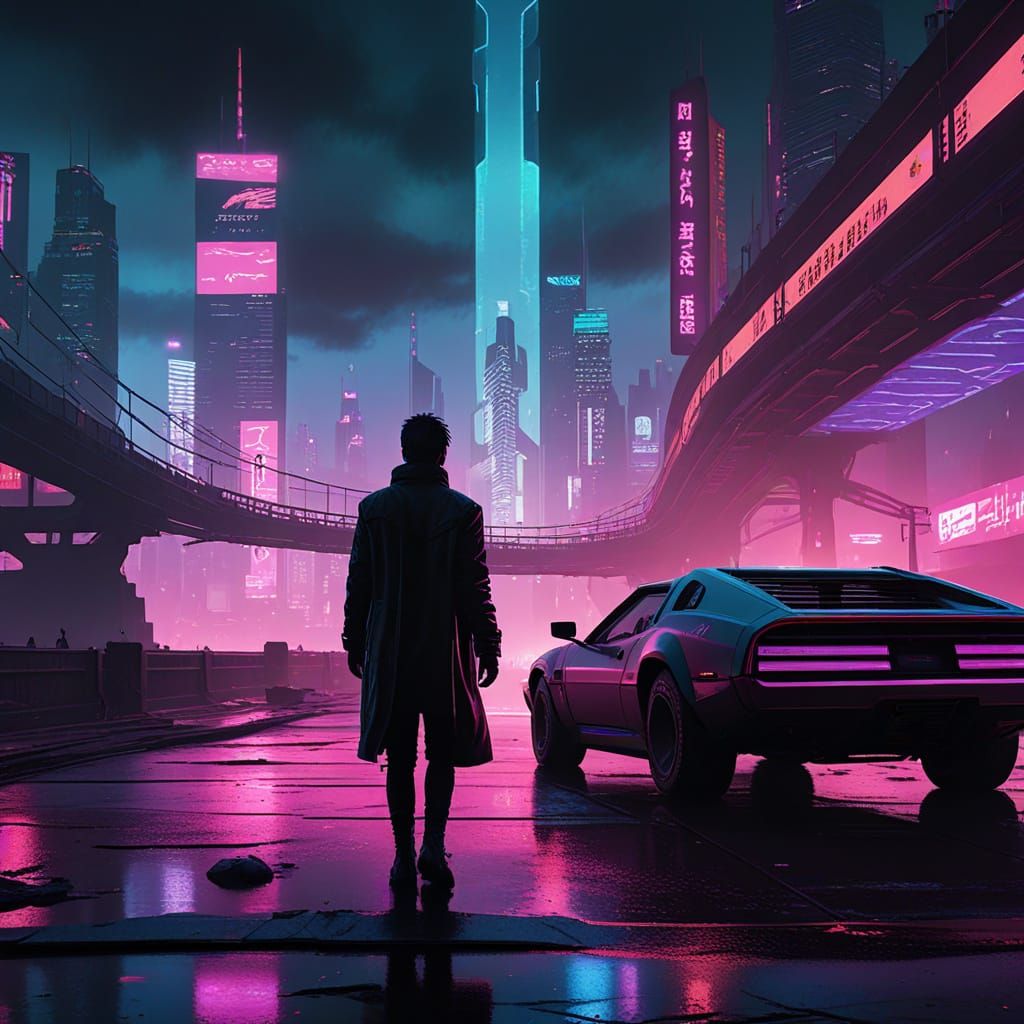 Glowing Cyberpunk Margaret Bridge in Budapest