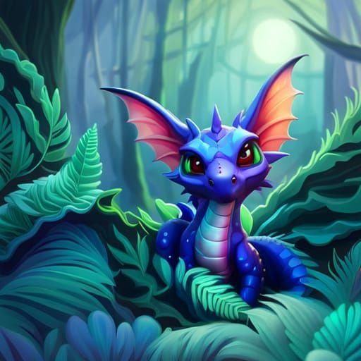 Hyperrealistic Chibi Fern Dragon in 3D