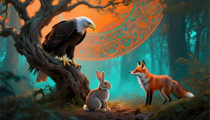 Eagle, Rabbit, and Fox Conversation: Concept Art