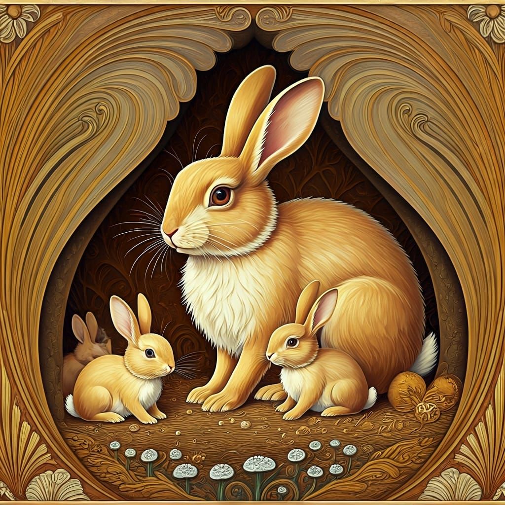 Art Deco Rabbit Warren Inspired by Erte