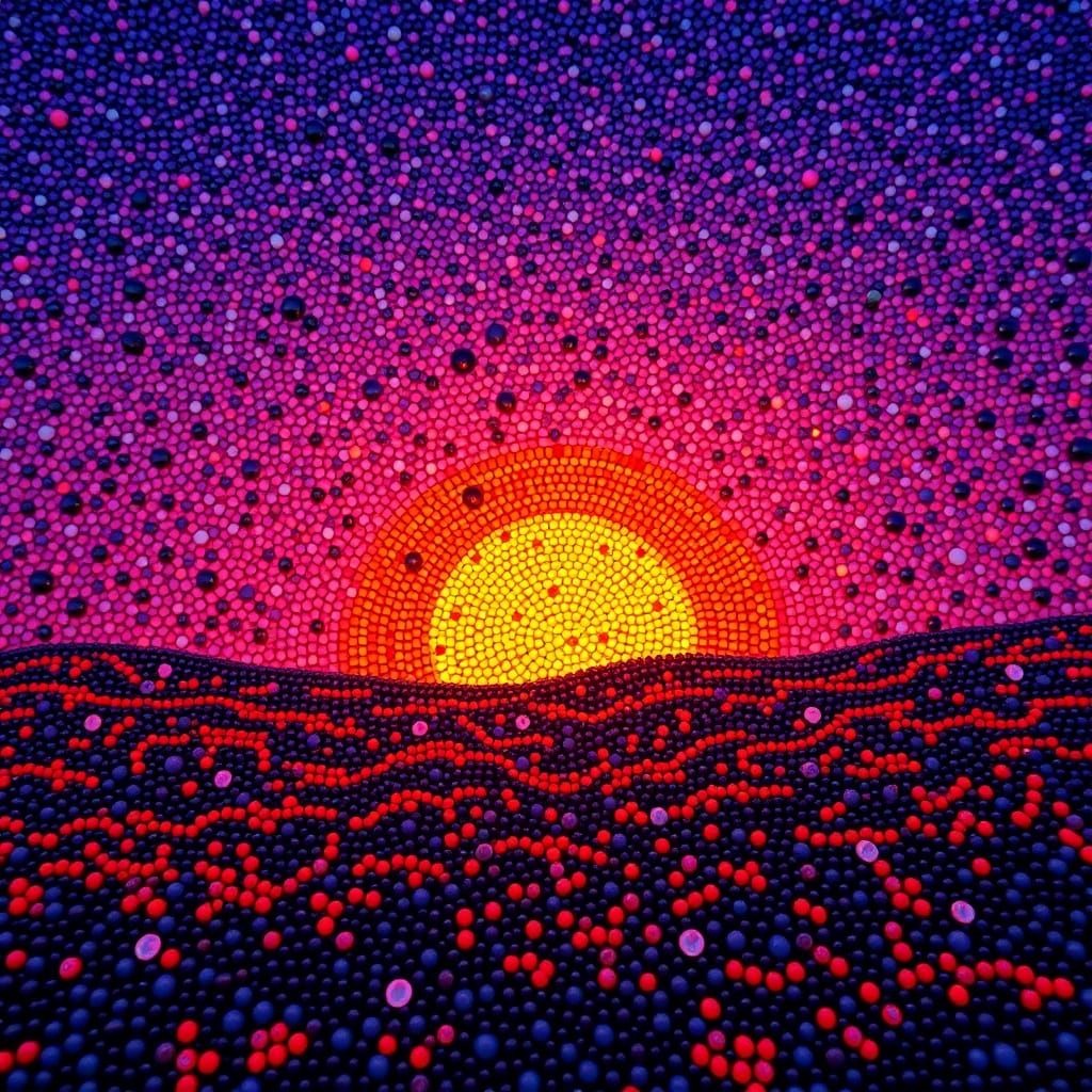 Beaded Sunrise Mosaic Art with Vivid Colors