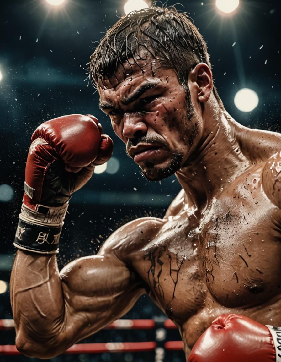 Boxer's Right Hook: Hyperrealistic Cinematic Photography